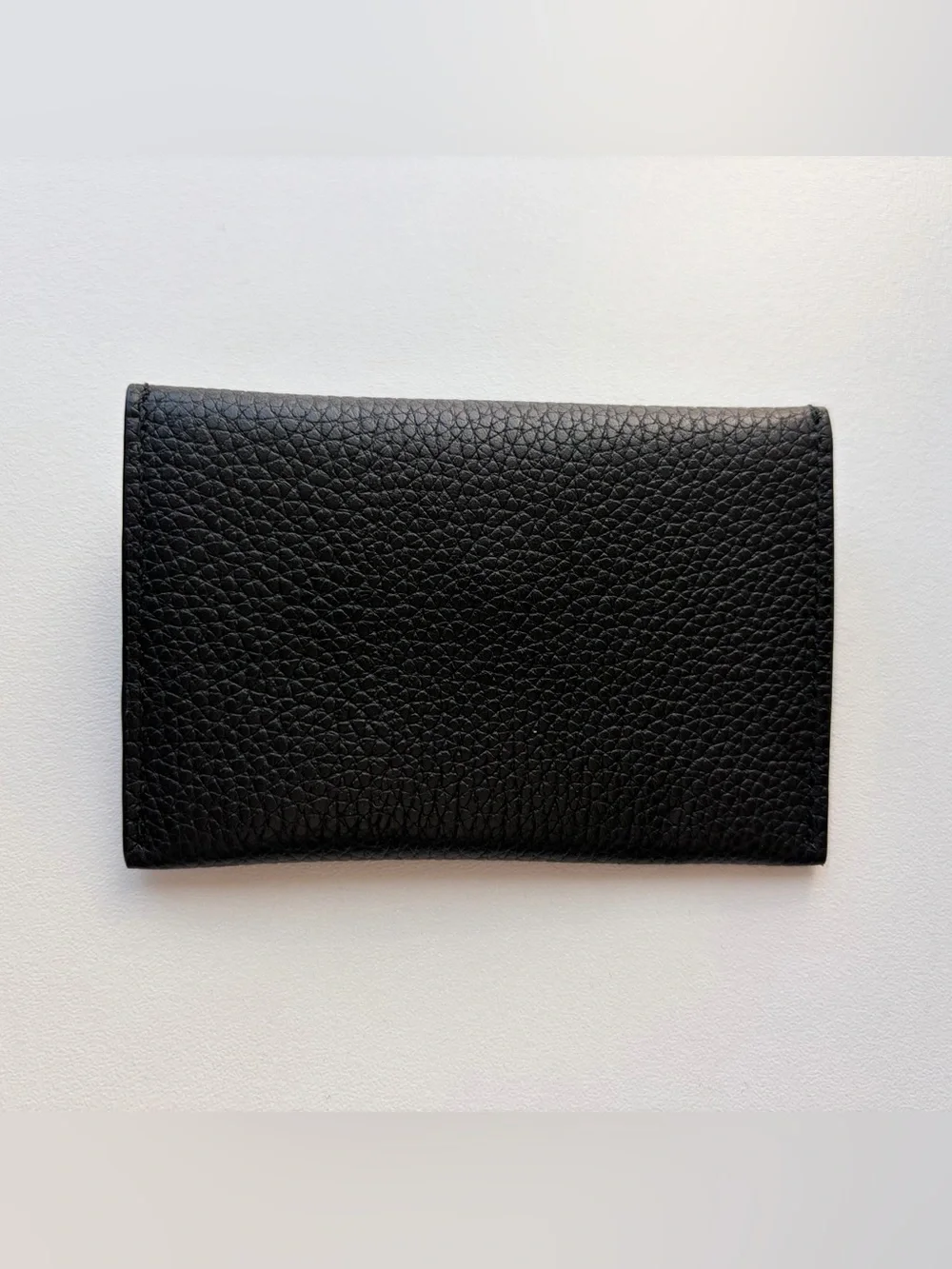 Alexander McQueen Black Pebbled Leather Card Case with Gold Skull